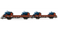 Arnold HN6487 - 2-unit pack flat wagons Rmms in brown livery, loaded with tractors 