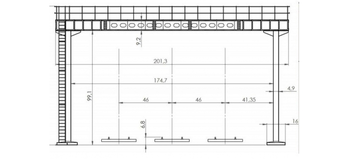 DECA4130 - Portique riveté pour 3 voies (poutre de 17m50) - Decapod