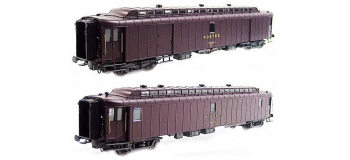 Train électrique :  LS MODEL -LSM40413 - Coffret de 2 voitures PTT livrée brun SNCF, Ep. IV 