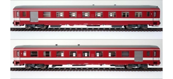 Modélisme ferroviaire : R37- R37-HO420029 - Voiture voyageurs UIC A7D 51 87 81-70 405-2 (cadres de baies peints en rouge, portes d'origine) - Gérance : PARIS OURCQ - Région : EST