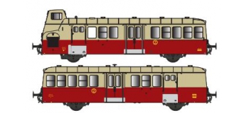 Modélisme ferroviaire : R37 Collection R37-HO41004 - XBD 5606 et remorques XR 9204 version à faces lisses, dépôt Annemasse (rouge crème) Ep IIIa