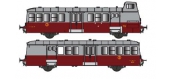 Modélisme ferroviaire : R37 Collection R37-HO41003 - X 5614 et remorques XR 9207 version à faces lisses, dépôt Le Blanc (rouge rubis) Ep IIIa