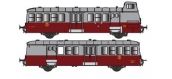 Modélisme ferroviaire : R37 Collection R37-HO41003 - X 5614 et remorques XR 9207 version à faces lisses, dépôt Le Blanc (rouge rubis) Ep IIIa