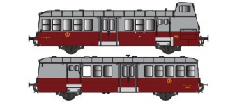 Modélisme ferroviaire : Collection R37-HO41003S - X 5614 et remorques XR 9207 version à faces lisses, DCC, dépôt Le Blanc (rouge rubis) Ep IIIa