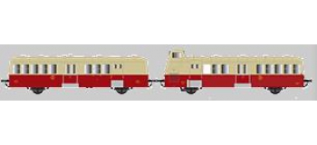 Modélisme ferroviaire : R37 Collection R37-HO41008 - Autorail XBD 5637 et remorque XRBD 9235 version à faces ondulées, dépôt de bourges (rouge crème origine) Ep IIIb