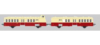 Modélisme ferroviaire : Collection R37-HO41013S - X BD 5660 et remorque XR BD 9210 version à faces ondulées, DCC, dépôt de toulouse (rouge crème) Ep IIIc