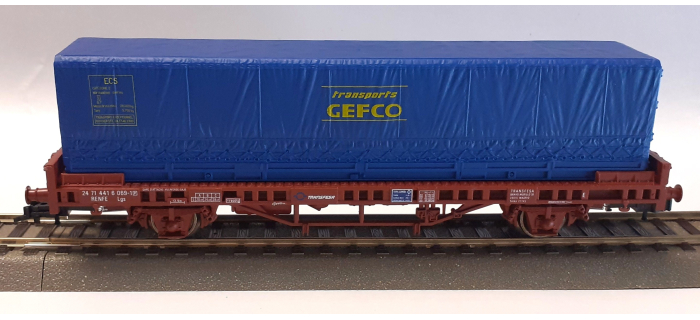 DEP-EL1442K - Wagon plat RENFE avec container GEFCO - Electrotren