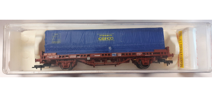 DEP-EL1442K - Wagon plat RENFE avec container GEFCO - Electrotren