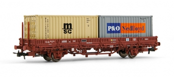 electrotren EL1446 Wagon plat, type Ks, avec 2 containers, RENFE