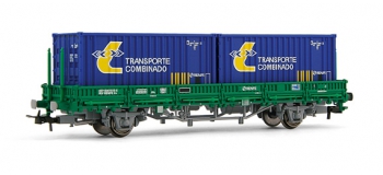 electrotren EL1569 Wagon plat, type Ks, avec 2 containers, Cargas RENFE