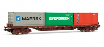 electrotren EL5181 Wagon plat, type Rs, RENFE avec 3 containers