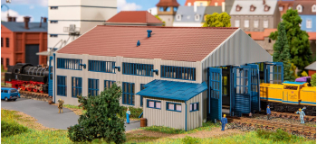 F222107 - Hangar à locomotive moderne, 2 emplacements - Faller