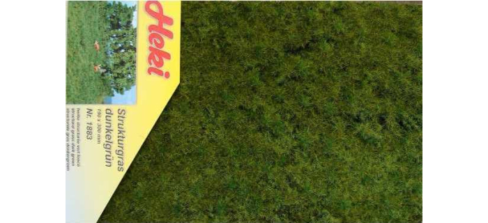 HE1883 - Herbe structurée sol de prairie vert foncé, 190 x 300 mm - Heki