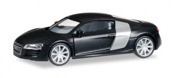 MODELISME FERROVIAIRE :  Herpa 038454 - Audi R8 , noir mat avec jantes chromés