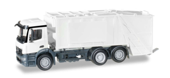HER012928 - Minikit Camion poubelle  Mercedes-Benz Antos, blanc - Herpa