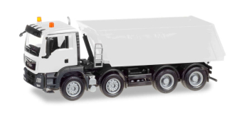 HER013024 - Minikit Camion benne MAN TGS M Euro 6, 4 essieux, blanc - Herpa