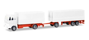 HER013192 - MiniKit Camion baché avec remorque Ford Transconti, blanc - Herpa