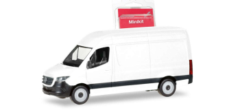 HER013475 - MiniKit Mercedes-Benz Sprinter `18 box type with high roof, blanc - Herpa