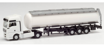 HER013819 - Minikit Camion semi-remorque MAN TGX XXK, blanc - Herpa