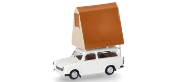 HER024167-002 - Trabant 601 S Universal gris clair, avec tente sur le toit - Herpa