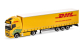 HER318952 - Semi-remorque à rideaux coulissants électrique Volvo FH GL XL, DHL - Herpa