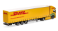 HER318952 - Semi-remorque à rideaux coulissants électrique Volvo FH GL XL, DHL - Herpa