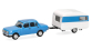HER028585-002 - Wartburg 353 '82 berline avec caravane Qek, bleu ciel - Herpa