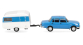 HER028585-002 - Wartburg 353 '82 berline avec caravane Qek, bleu ciel - Herpa