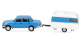 HER028585-002 - Wartburg 353 '82 berline avec caravane Qek, bleu ciel - Herpa
