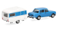 HER028585-002 - Wartburg 353 '82 berline avec caravane Qek, bleu ciel - Herpa