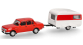 HER028585 - Berline Wartburg 353 `82 avec caravane Qek-Junior - Herpa