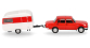 HER028585 - Berline Wartburg 353 `82 avec caravane Qek-Junior - Herpa