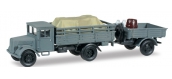 Train électrique : HERPA HER745116 - Camion Opel Blitz et remorque pick-up avec chargement 