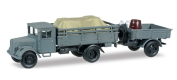 Train électrique : HERPA HER745116 - Camion Opel Blitz et remorque pick-up avec chargement 