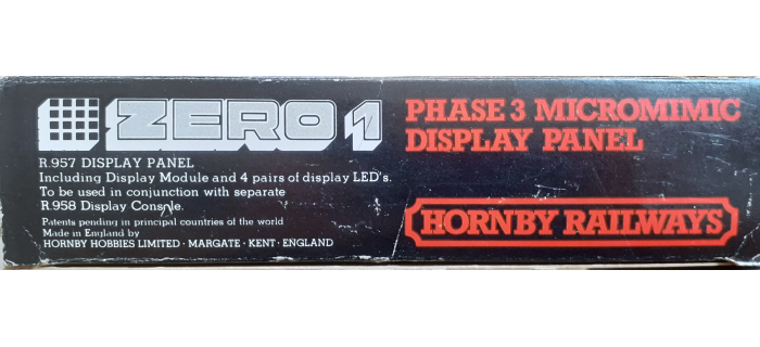 R957 - Hornby Zero 1, panneau d'affichage Micomimic phase 3 - Hornby