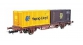 Modélisme ferroviaire  : JOUEF HJ6143 - Wagon plat à essieux avec chargement de 2 conteneurs, SNCF