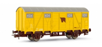 Wagon couvert, transport de bétail, jaune