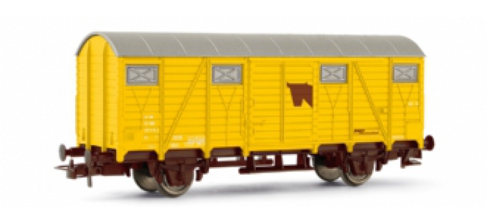 Wagon couvert, transport de bétail, jaune