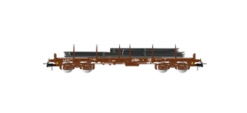 Modélisme ferroviaire  : JOUEF HJ6176 - Wagon à bords plats REMMS avec plaques d'acier SNCF