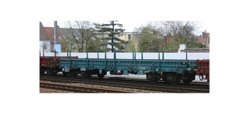 Modélisme ferroviaire  : JOUEF HJ6177 - Wagon à bords plats REMMS livrée Turquoise avec plaques d'acier SNCF