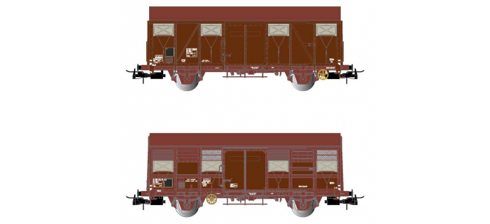 HJ6187 - Coffret de 2 wagons couverts à 2 essieux, SNCF livrée 