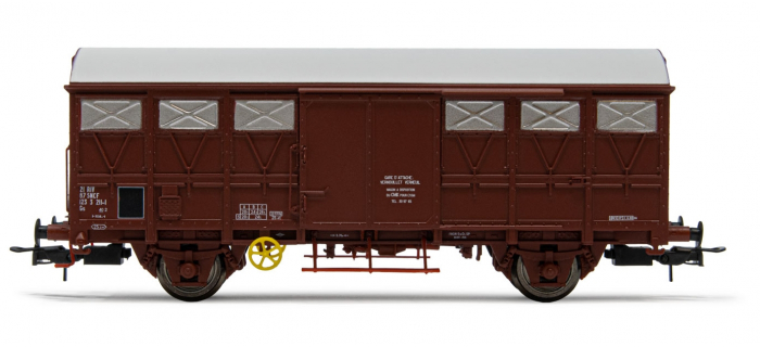 HJ6188 - Wagon couvert à 2 essieux Gs pour bétail, SNCF livrée rouille rouge - Jouef