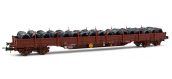 HJ6192 - Wagon plate-forme SNCF à 4 essieux Res, chargé avec bobines de fil - Jouef