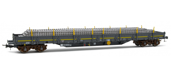HJ6193 - Wagon plate-forme SNCF Infra à 4 essieux Res, chargé avec traverses en béton - Jouef