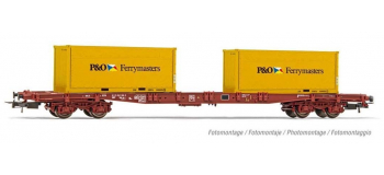 HJ6194 - Wagon porte-container S68, SNCF chargé avec 2 containers P&O Ferrymasters - Jouef