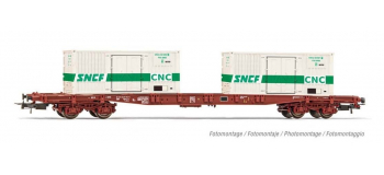 HJ6195 - Wagon porte-container S68, SNCF chargé avec 2 containers CNC - Jouef