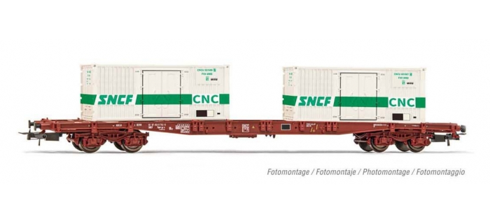 HJ6195 - Wagon porte-container S68, SNCF chargé avec 2 containers CNC - Jouef