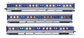 HJ4184 - Coffret de 3 voitures RIO 80 SNCF, livrée bleu/argent Centre - Jouef