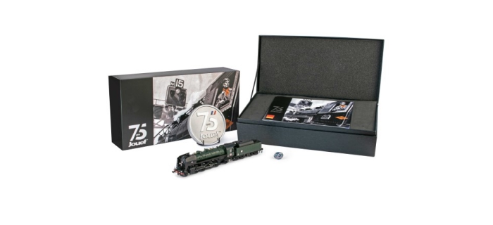 Modélisme ferroviaire : JOUEF HJ2381 - Coffret édition spéciale 75ème Anniversaire de Jouef, locomotive à vapeur 141 R 733 (Venissieux)