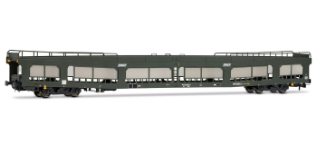 HJ4209 - Wagon porte-autos DD DEV 66 vert, SNCF, avec panneaux de protection semi-transparents - Jouef